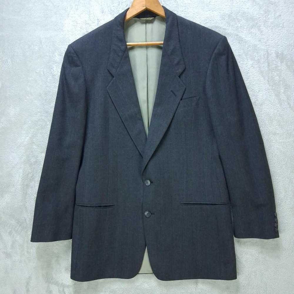 Pierre Cardin Vintage Pinstripe Wool Blazer Sport Coat Gray 46R
